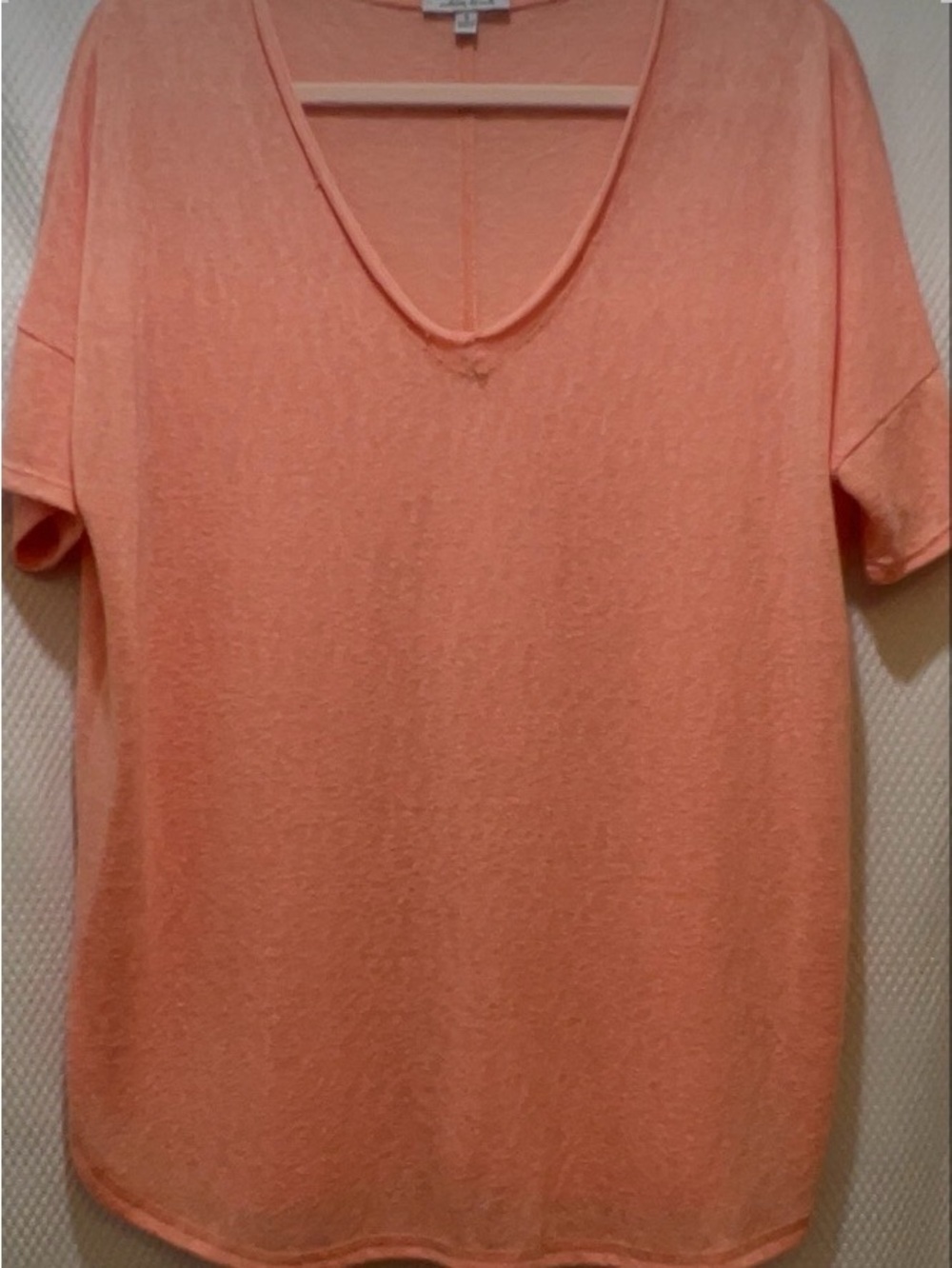 white birch Coral Heathered Short Sleeve Top